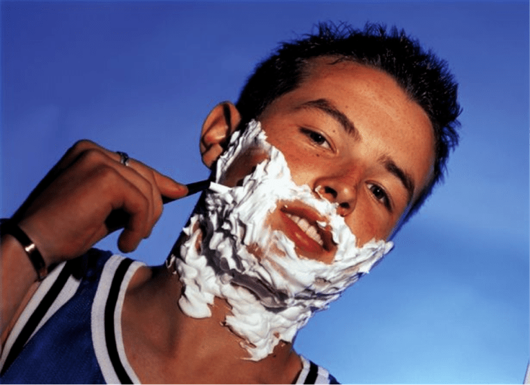 A teenager shaves and thinks about growing penises